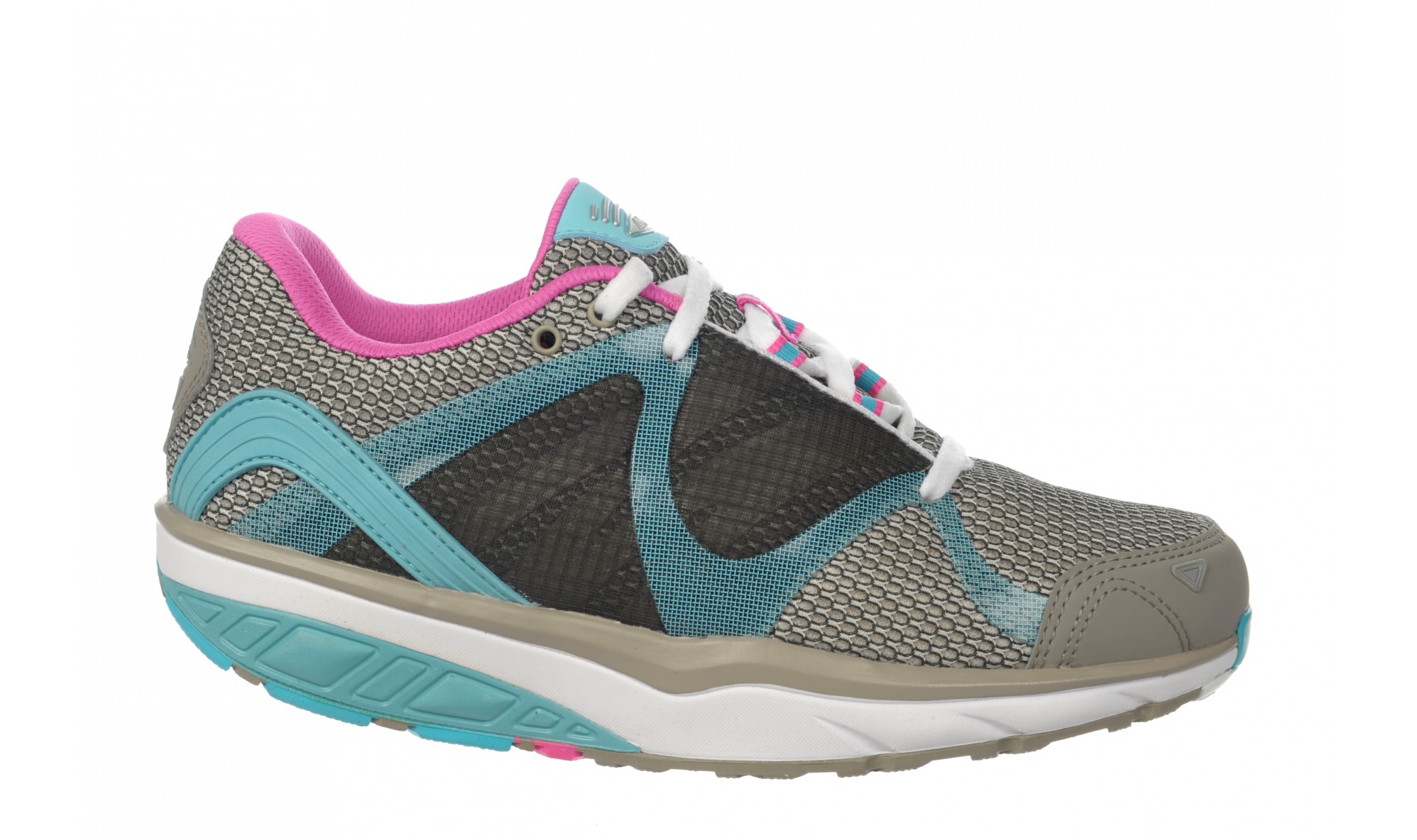 MBT Women's Leasha Trail 6 Lace-up Soft Gray / Aqua Sea / Pink Pop